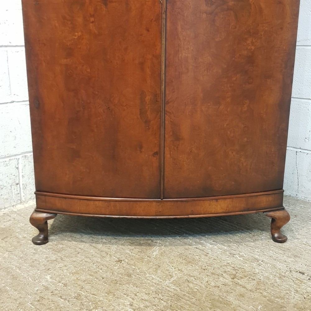ANTIQUE EDWARDIAN BOW FRONT WALNUT DOUBLE WARDROBE C1900 View IV