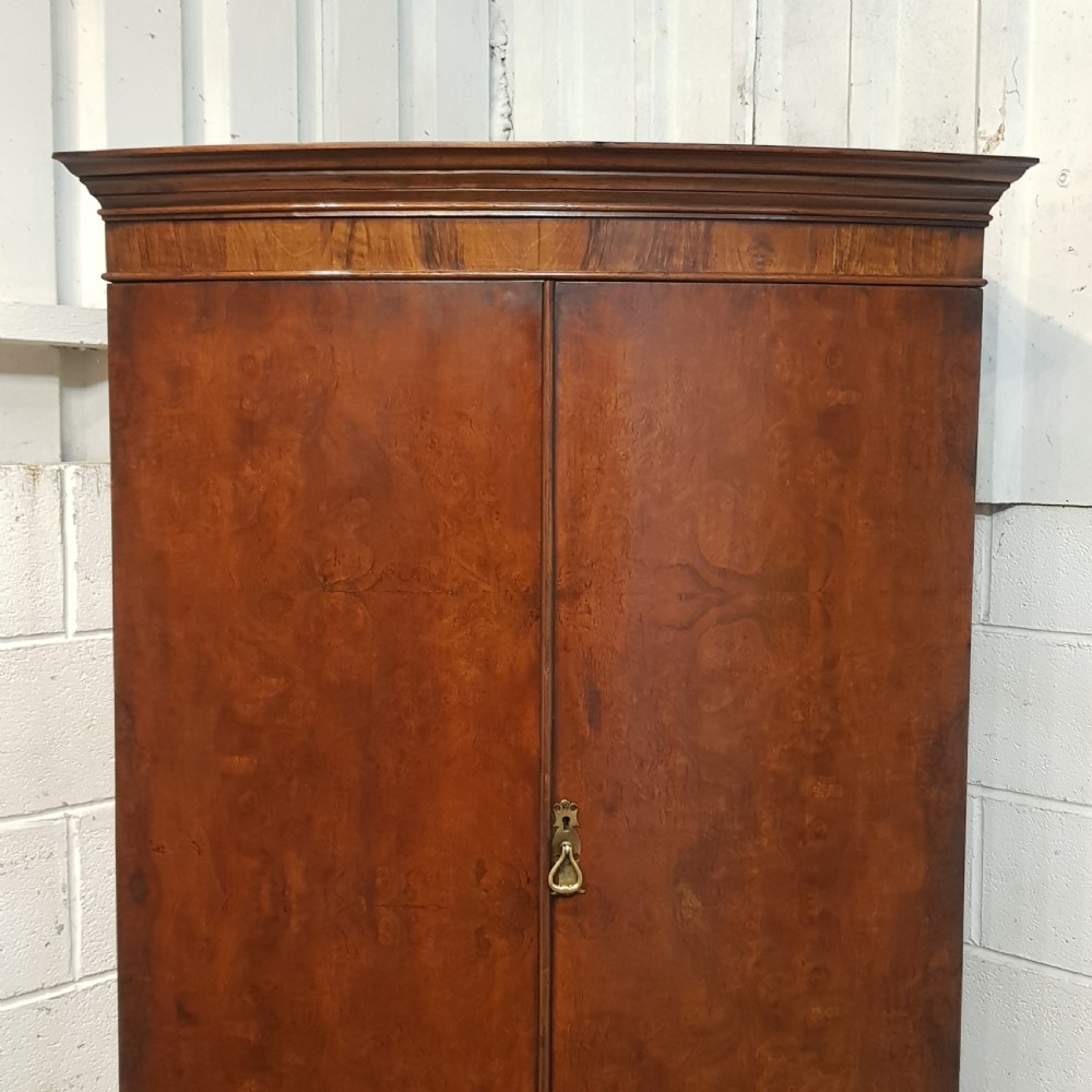 ANTIQUE EDWARDIAN BOW FRONT WALNUT DOUBLE WARDROBE C1900 View V