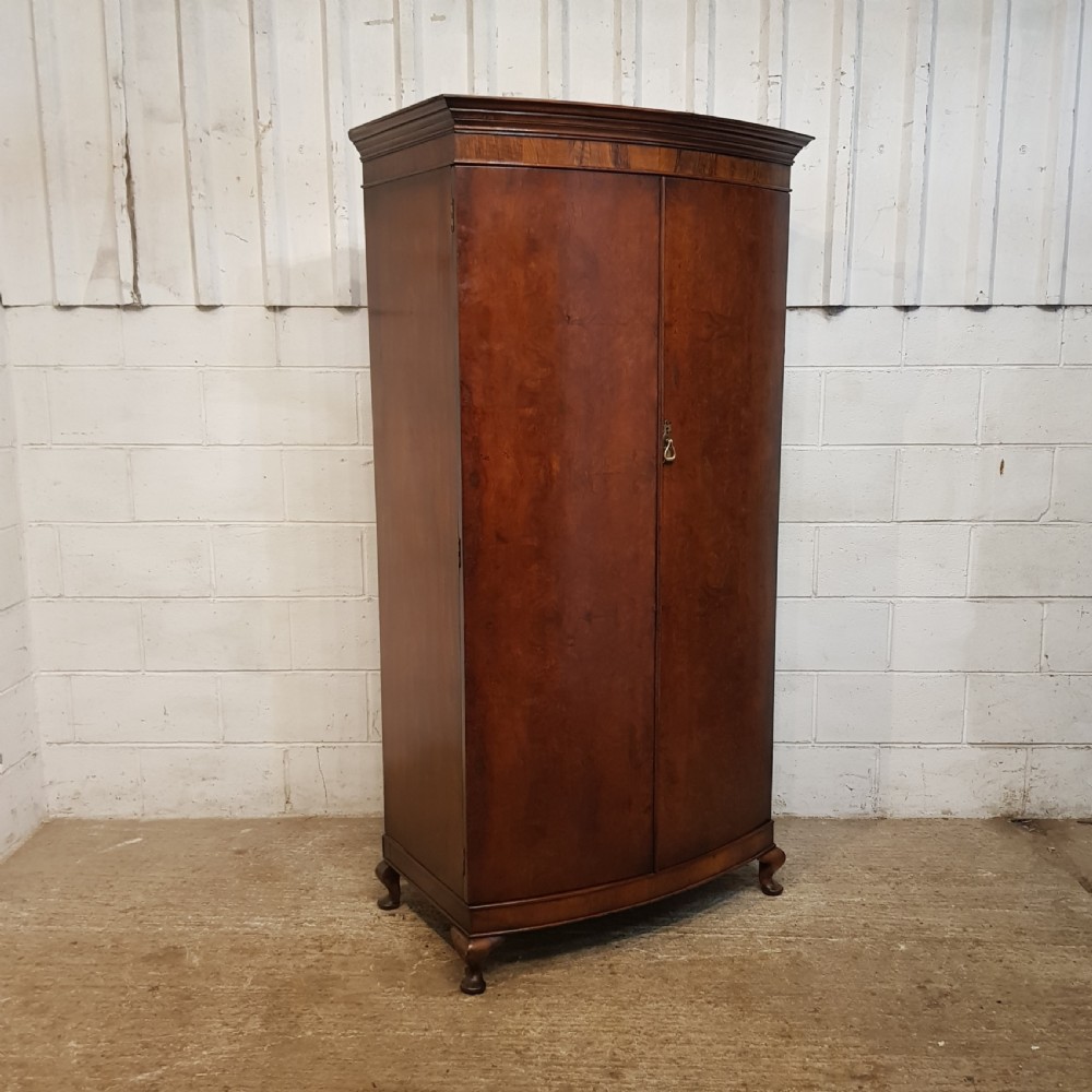 ANTIQUE EDWARDIAN BOW FRONT WALNUT DOUBLE WARDROBE C1900 View VI