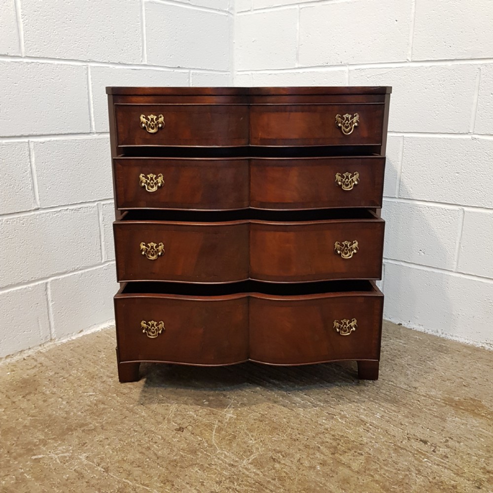 ANTIQUE SERPENTINE SHAPED MAHOGANY CHEST OF DRAWERS C1920 View III