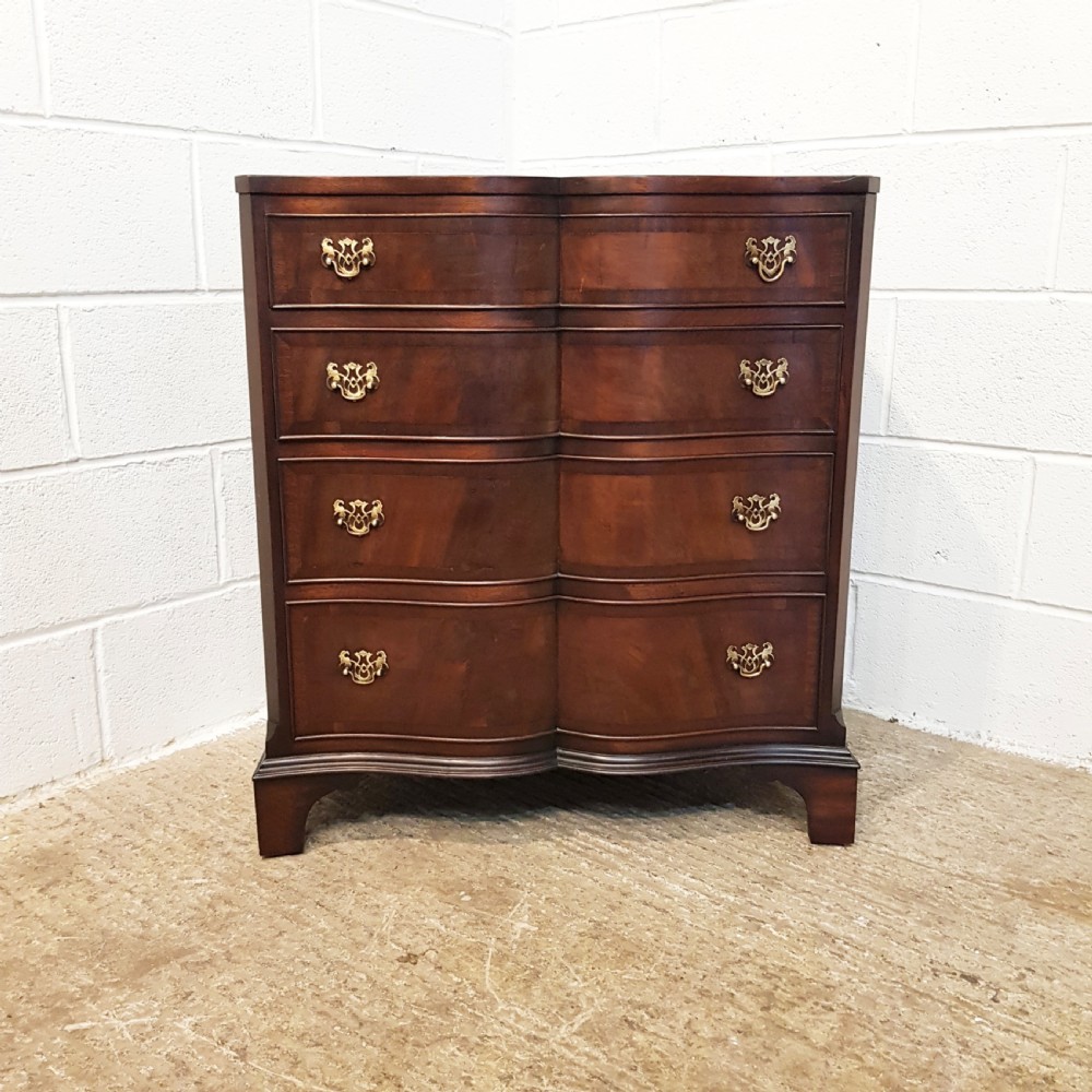 ANTIQUE SERPENTINE SHAPED MAHOGANY CHEST OF DRAWERS C1920 View V