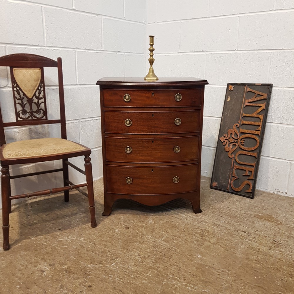ANTIQUE EDWARDIAN MAHOGANY BOW-FRONT DWARF CHEST OF DRAWERS C1900
