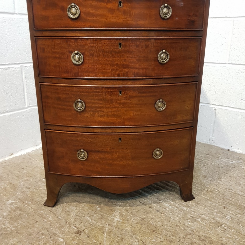 ANTIQUE EDWARDIAN MAHOGANY BOW-FRONT DWARF CHEST OF DRAWERS C1900 View III