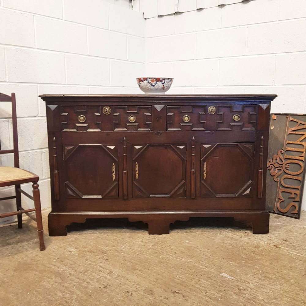 ANTIQUE LATE18TH CENTURY JOINED OAK DRESSER BASE C1790