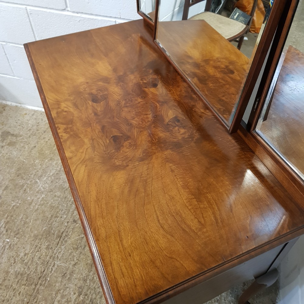 ANTIQUE BURR WALNUT QUEEN ANNE DRESSING TABLE C1920 View V
