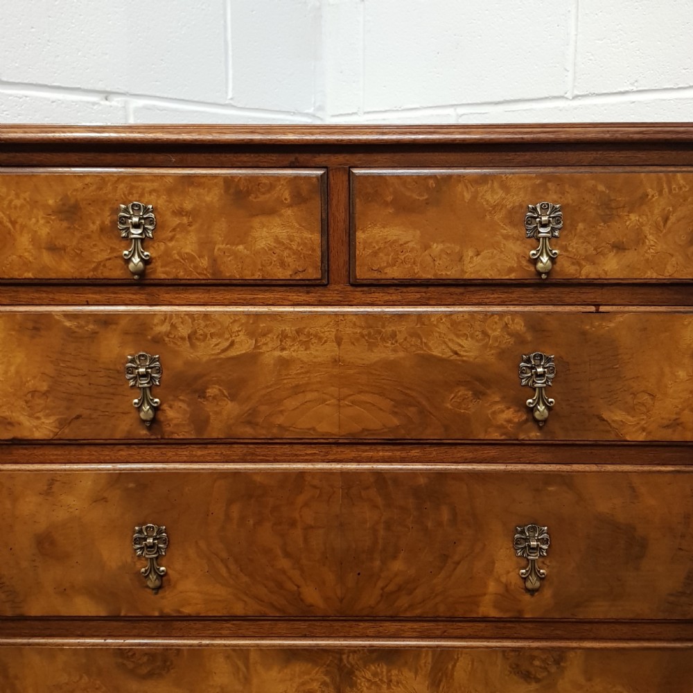 ANTIQUE BURR WALNUT QUEEN ANNE  CHEST OF DRAWERS  BY WARING & GILLOWS C1920 View V
