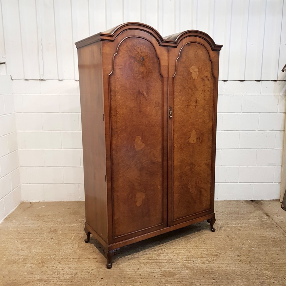 ANTIQUE BURR WALNUT DOUBKE WARDROBE C1920 View V