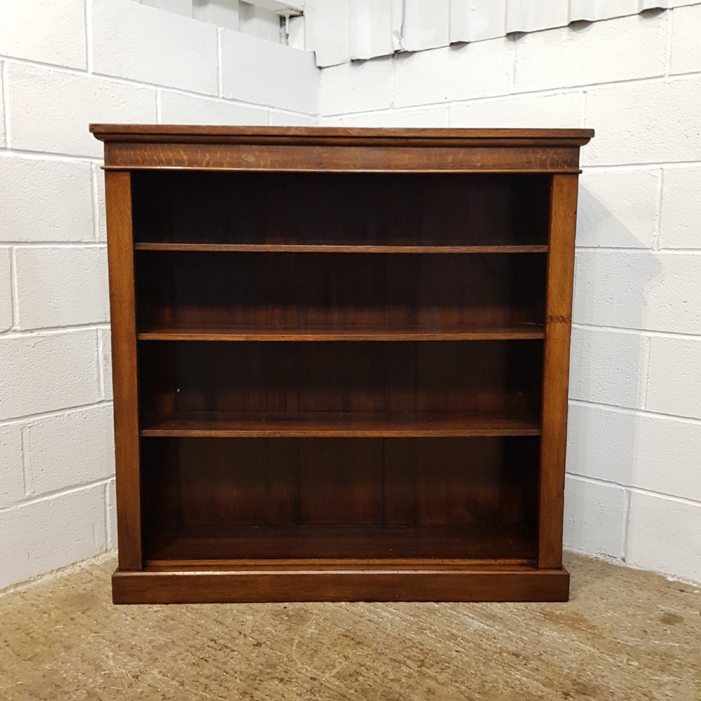 ANTIQUE LATE VICTORIAN OAK OPEN BOOKCASE C1890 View III
