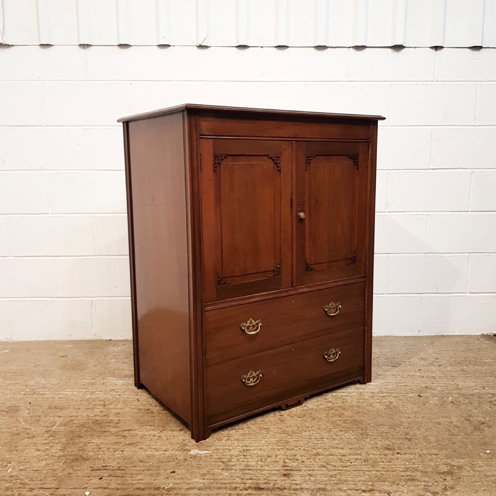 ANTIQUE VICTORIAN MAHOGANY GENTS LOW CLOTHES PRESS C1880 View V