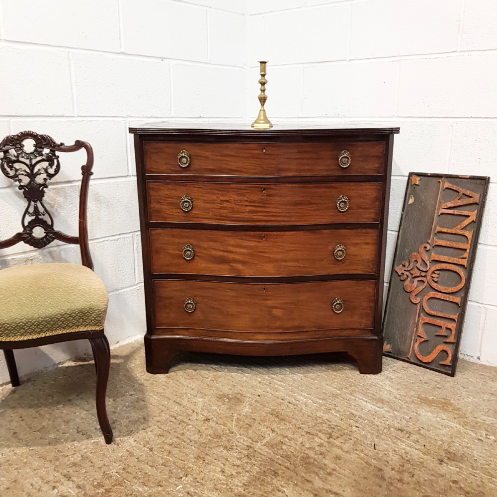 ANTIQUE EDWARDIAN MAHOGANY SERPENTINE FRONT CHEST OF DRAWERS C1900