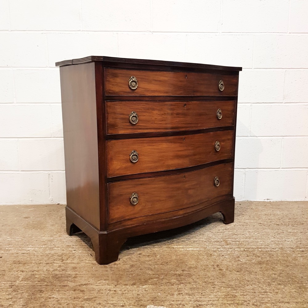 ANTIQUE EDWARDIAN MAHOGANY SERPENTINE FRONT CHEST OF DRAWERS C1900 View III