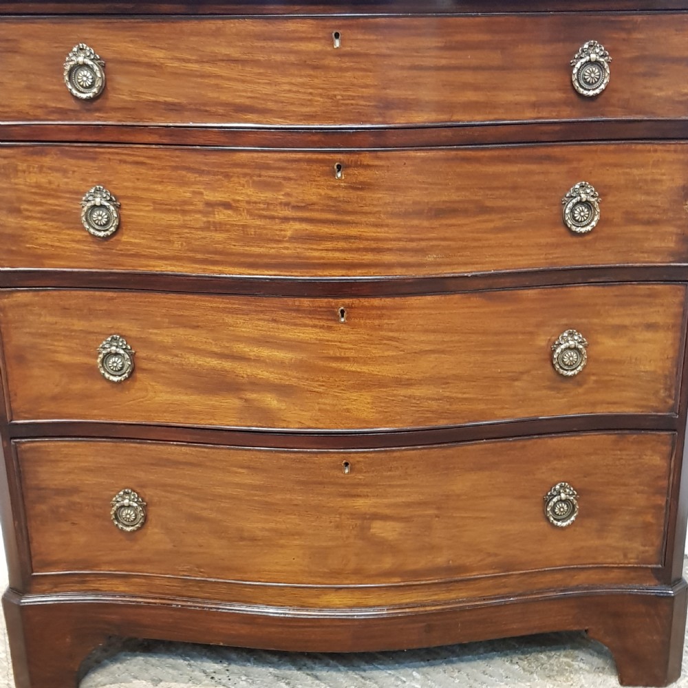 ANTIQUE EDWARDIAN MAHOGANY SERPENTINE FRONT CHEST OF DRAWERS C1900 View V
