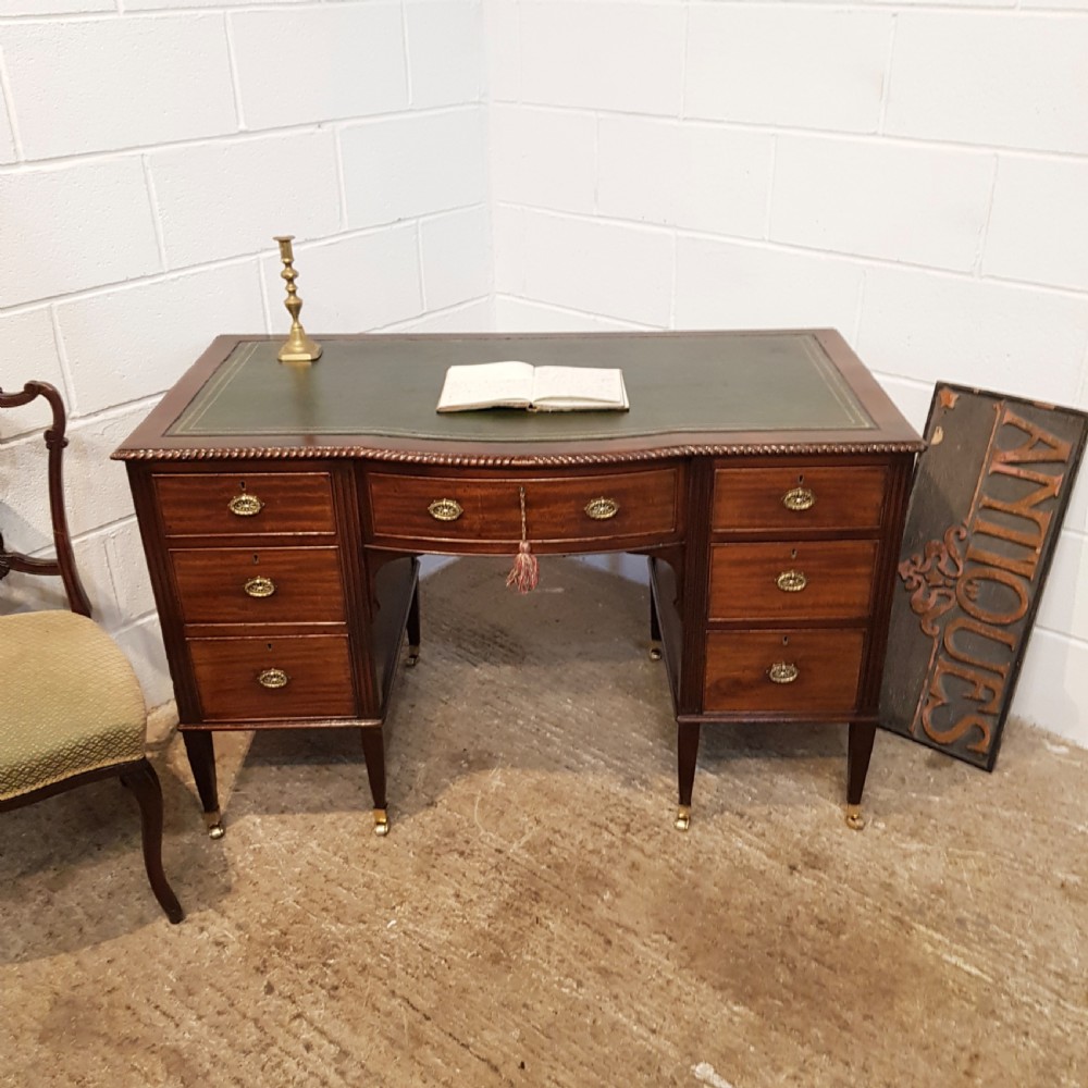 ANTIQUE EDWARDIAN MAHOGANY LEATHER TOP PEDESTAL DESK C1900