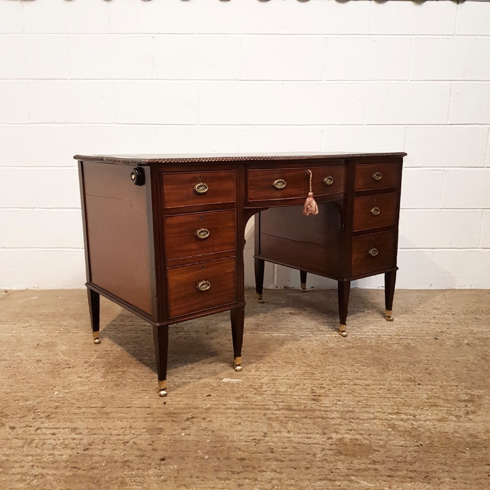 ANTIQUE EDWARDIAN MAHOGANY LEATHER TOP PEDESTAL DESK C1900 View VIII