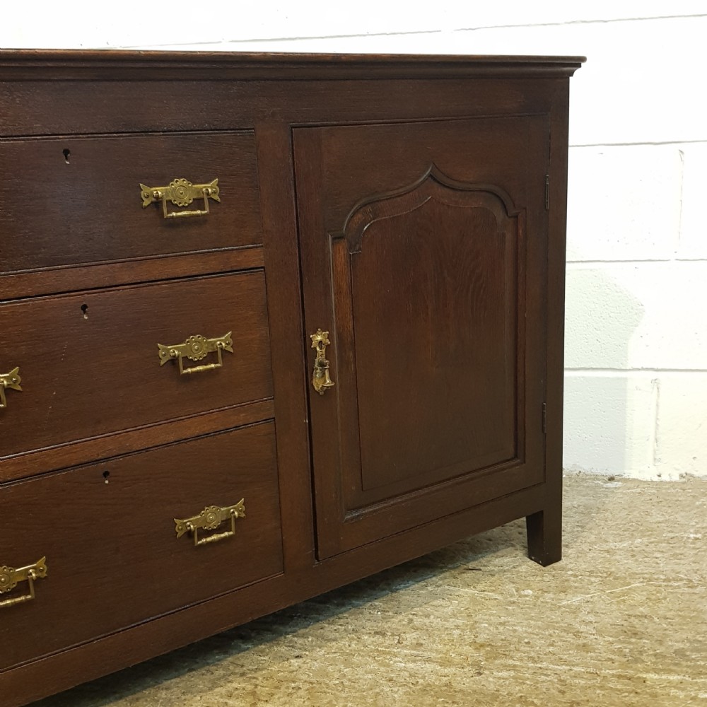 ANTIQUE VICTORIAN COUNTRY JOINED OAK DRESSER BASE C1860 View VII