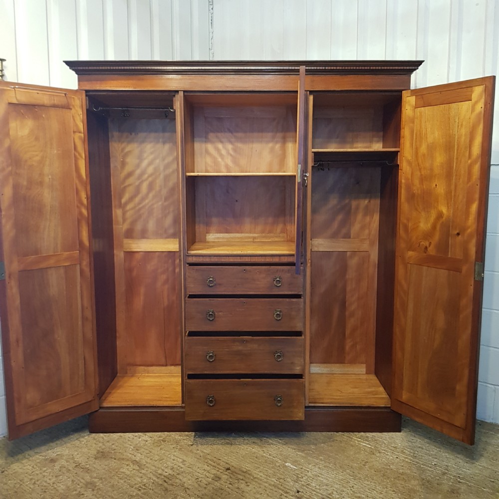 ANTIQUE EDWARDIAN INLAID MAHOGANY TRIPLE WARDROBE COMPACTUM C1900 View VI