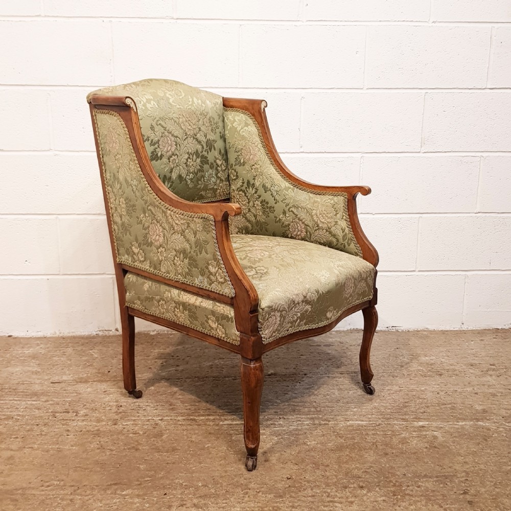PAIR ANTIQUE LATE VICTORIAN INLAID WALNUT ARMCHAIRS C1890 View VII