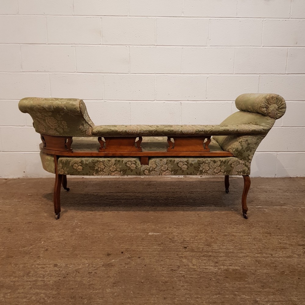 ANTIQUE VICTORIAN INLAID WALNUT DOUBLE ENDED CHAISE LONGUE C1890 View III