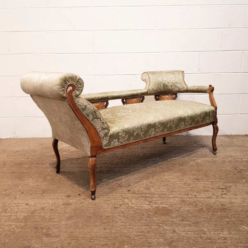 ANTIQUE VICTORIAN INLAID WALNUT DOUBLE ENDED CHAISE LONGUE C1890 View IV