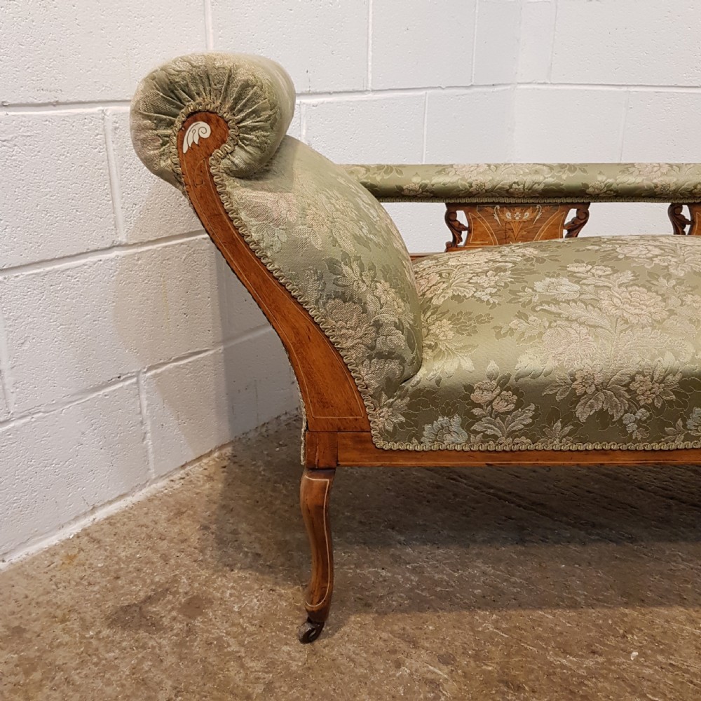 ANTIQUE VICTORIAN INLAID WALNUT DOUBLE ENDED CHAISE LONGUE C1890 View IX