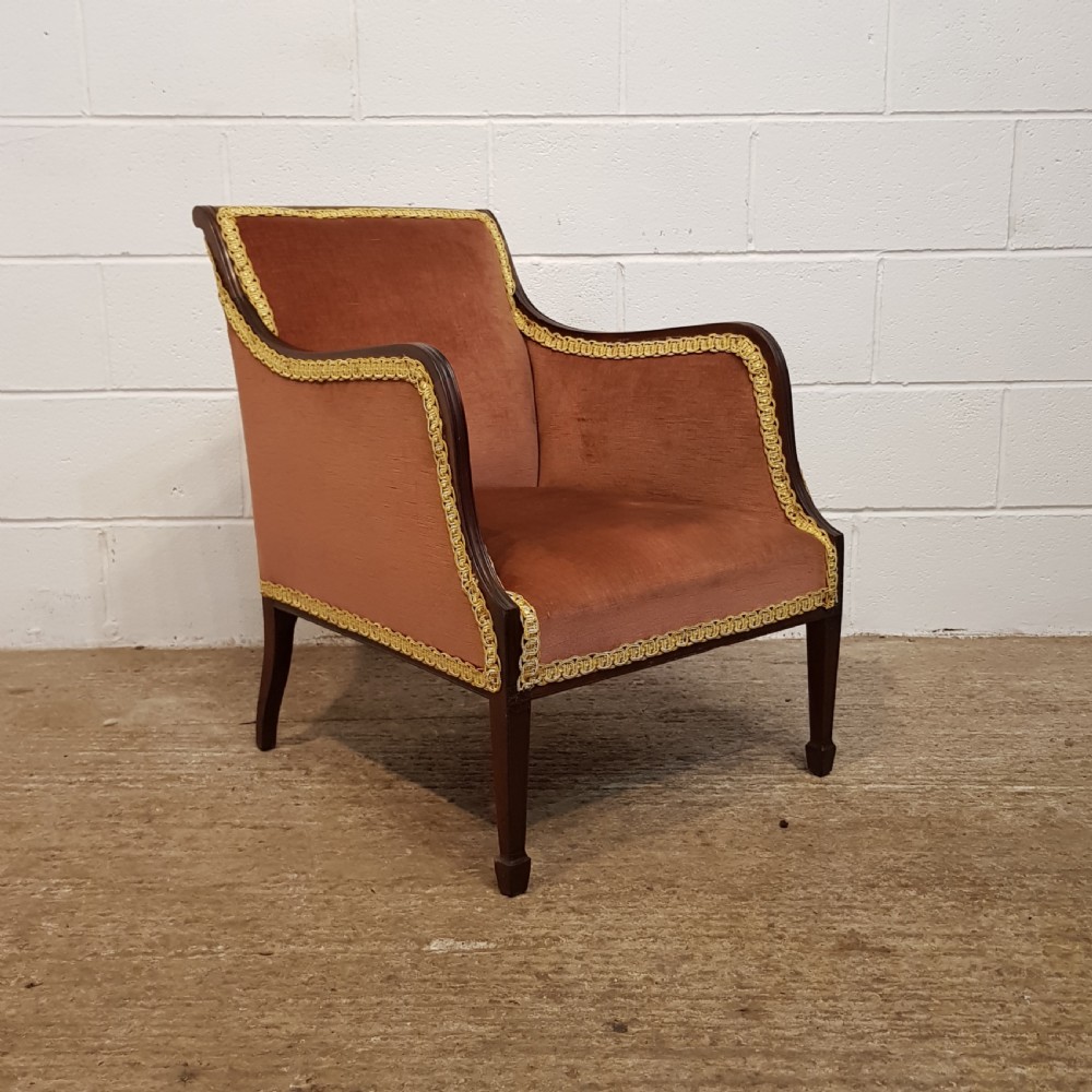 ANTIQUE PAIR EDWARDIAN MAHOGANY TUB SALON CHAIRS C1900 View IV