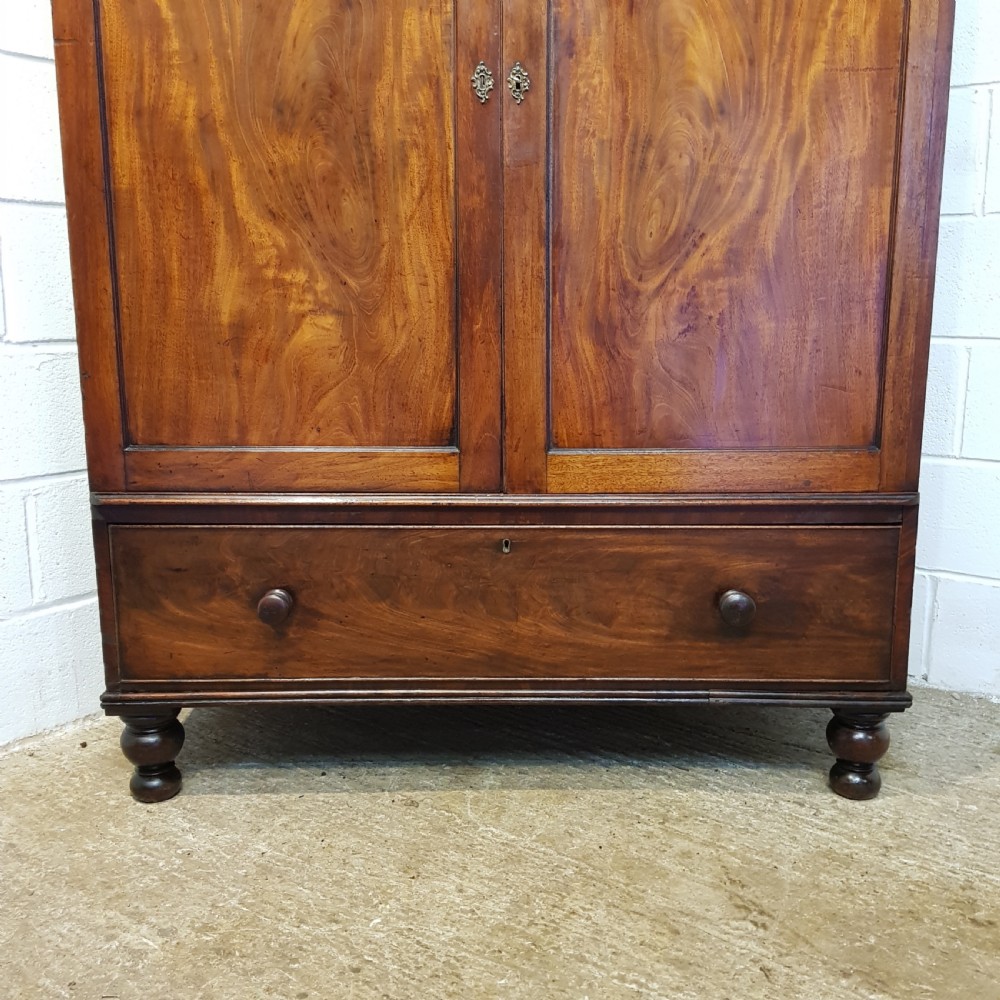 ANTIQUE EARLY VICTORIAN MAHOGANY DWARF DOUBLE WARDROBE C1840 View IV