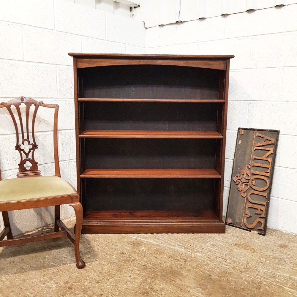 ANTIQUE EDWARDIAN MAHOGANY OPEN BOOKCASE C1900