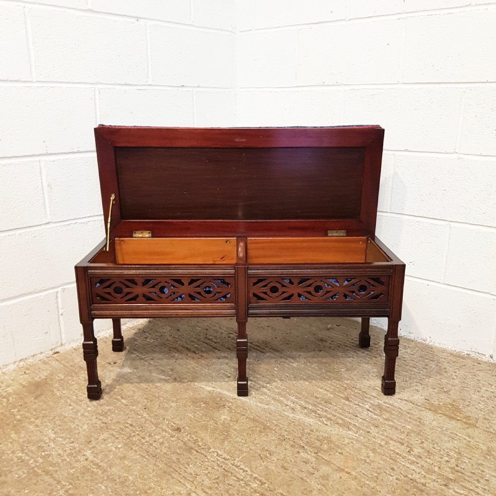 ANTIQUE VICTORIAN MAHOGANY DUET STTOOL WITH STORAGE C1880 View II