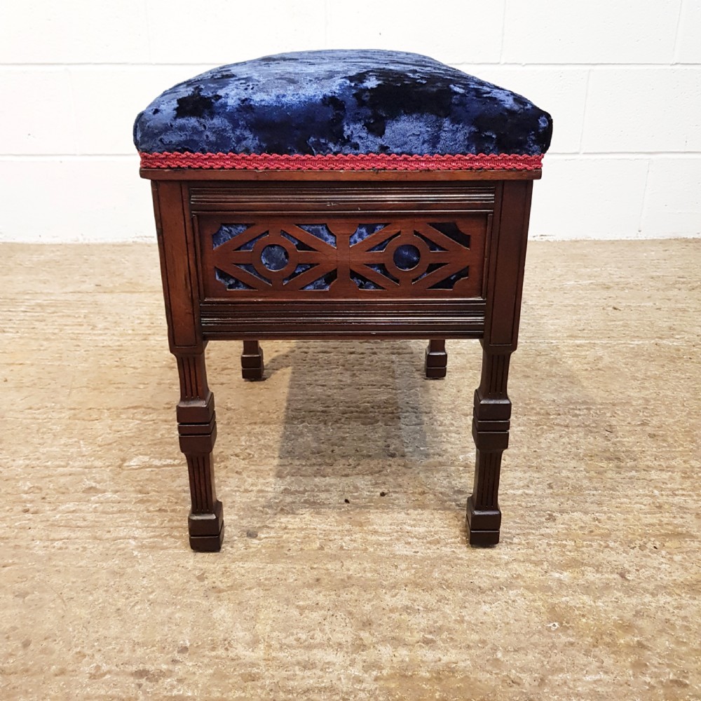 ANTIQUE VICTORIAN MAHOGANY DUET STTOOL WITH STORAGE C1880 View IV