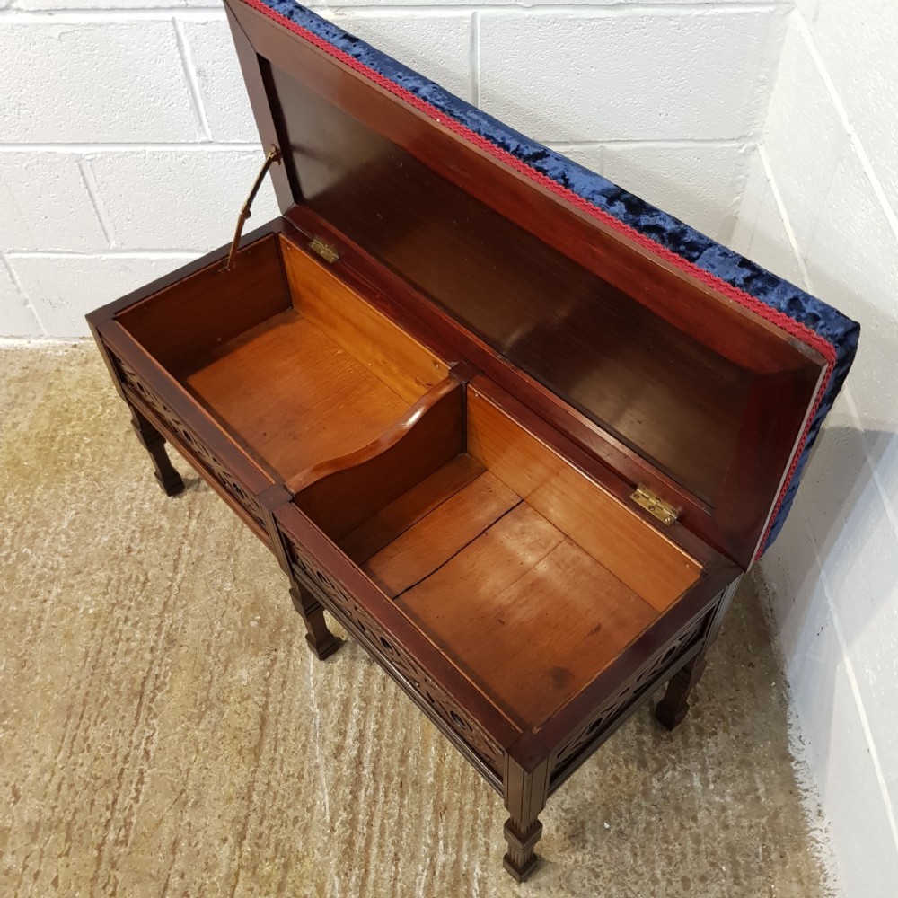 ANTIQUE VICTORIAN MAHOGANY DUET STTOOL WITH STORAGE C1880 View VIII