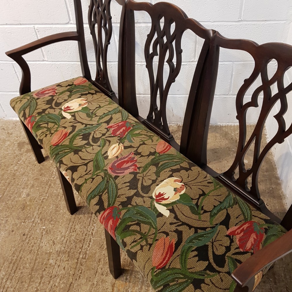 ANTIQUE GEORGIAN MAHOGANY CHIPPENDALE TRIPLE CHAIR BACK SOFA C 1820 View III