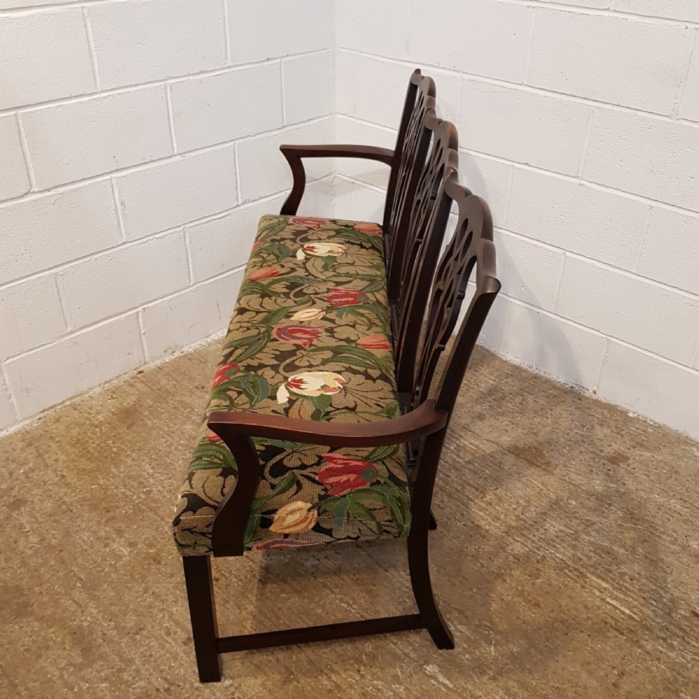 ANTIQUE GEORGIAN MAHOGANY CHIPPENDALE TRIPLE CHAIR BACK SOFA C 1820 View IV