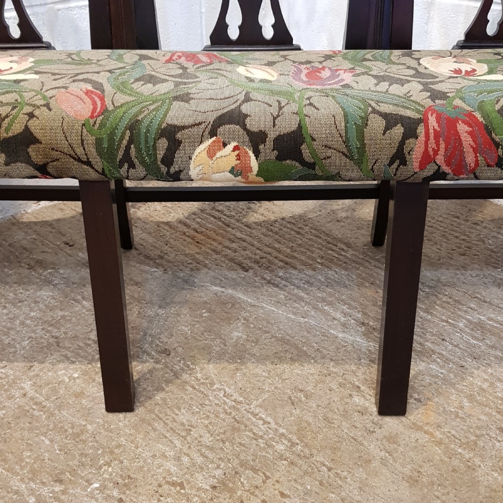 ANTIQUE GEORGIAN MAHOGANY CHIPPENDALE TRIPLE CHAIR BACK SOFA C 1820 View VIII