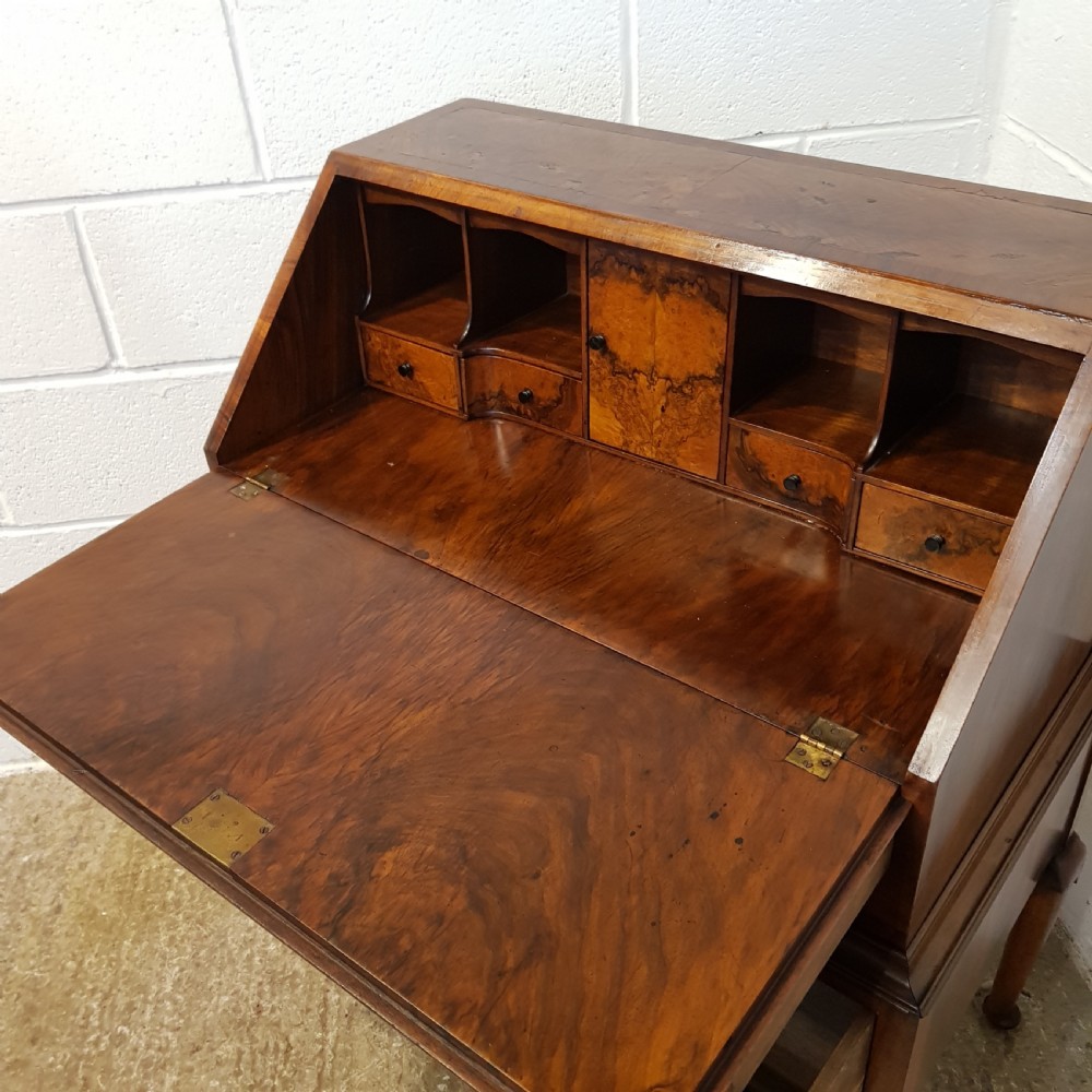 ANTIQUE BURR WALNUT BUREAU C1920 View VI
