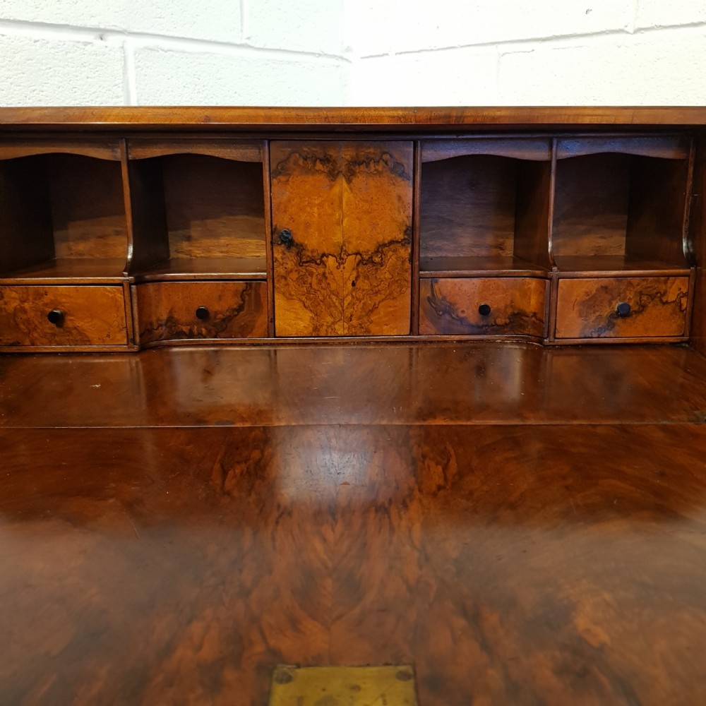 ANTIQUE BURR WALNUT BUREAU C1920 View VII