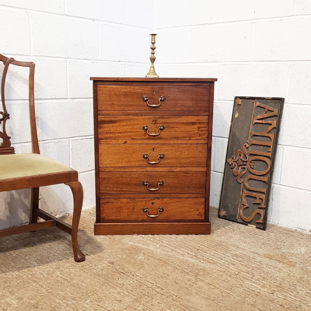 ANTIQUE LATE VICTORIAN MAHOGANY SMALL CHEST OF DRAWERS C1890