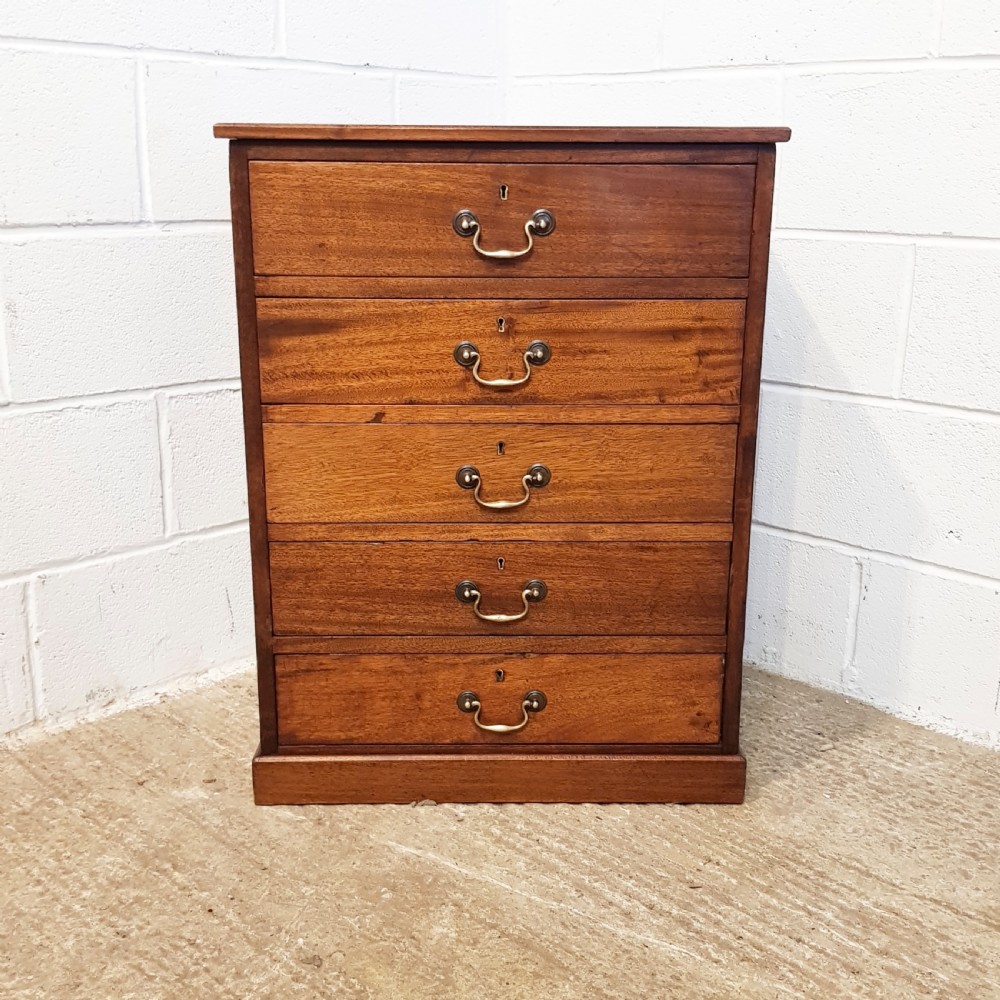 ANTIQUE LATE VICTORIAN MAHOGANY SMALL CHEST OF DRAWERS C1890 View II