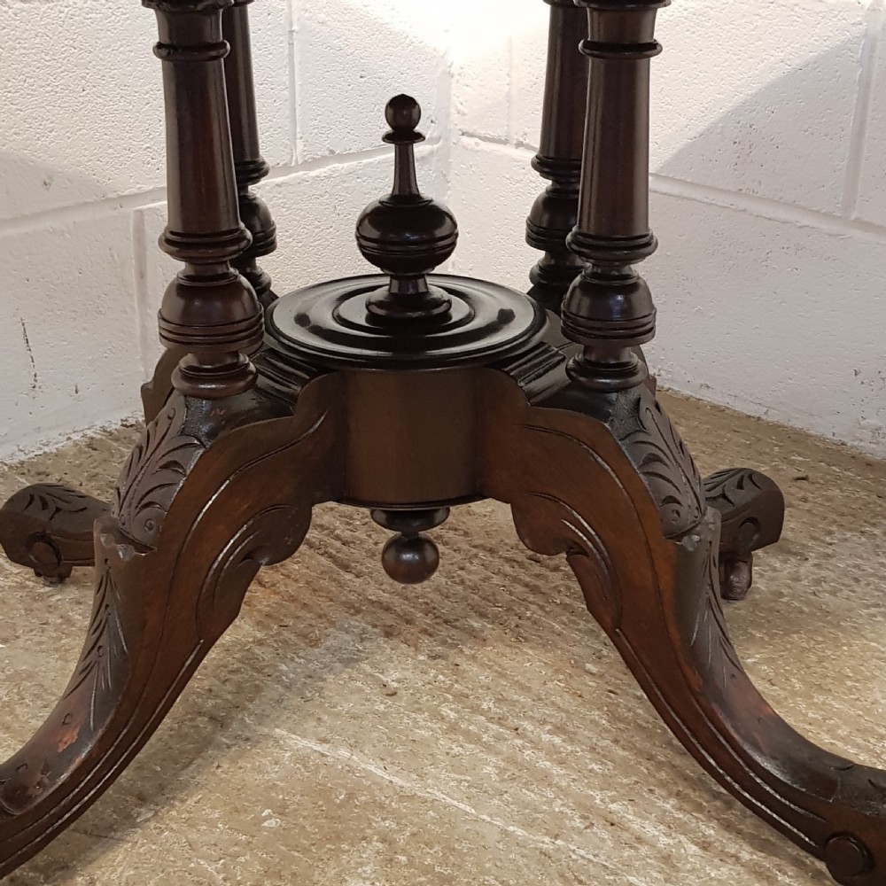 ANTIQUE VICTORIAN INLAID BURR WALNUT TILT TOP LOO TABLE C1880 View IV