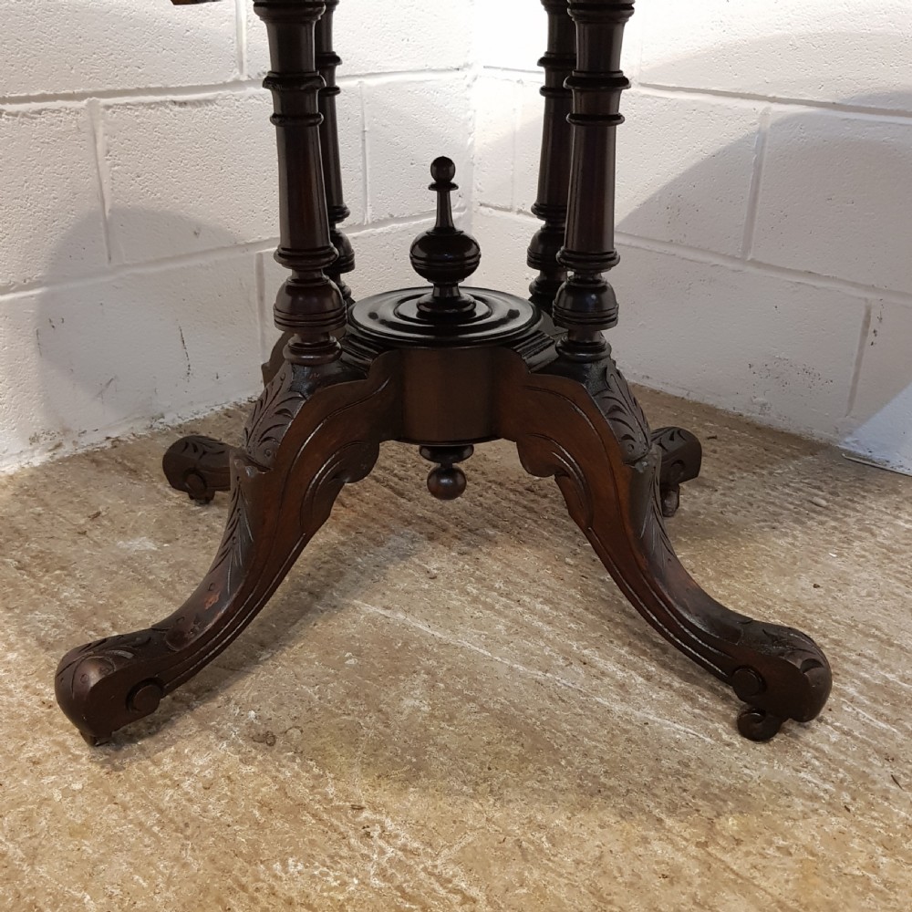 ANTIQUE VICTORIAN INLAID BURR WALNUT TILT TOP LOO TABLE C1880 View VIII