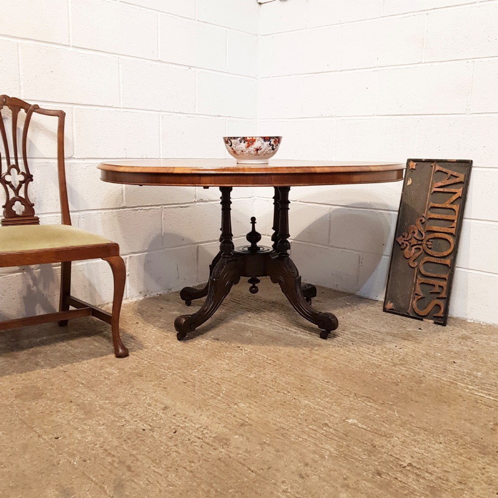 ANTIQUE VICTORIAN INLAID BURR WALNUT TILT TOP LOO TABLE C1880 View X