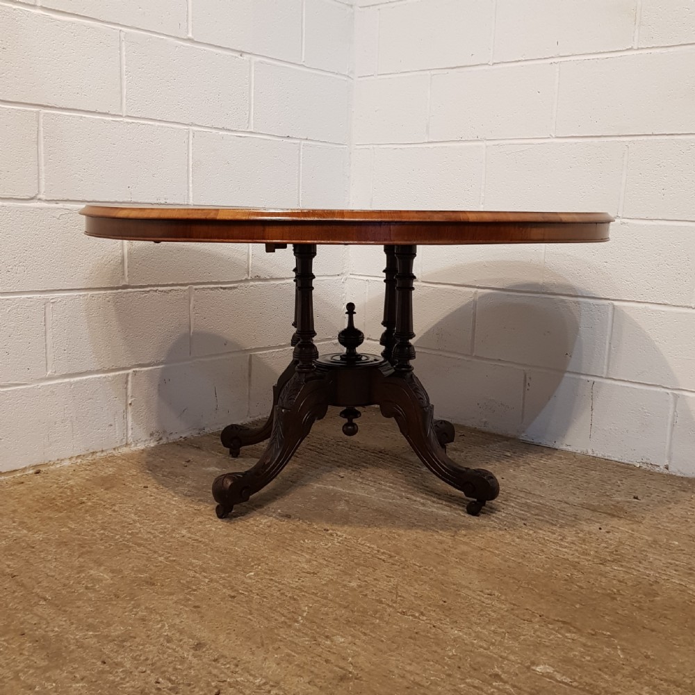 ANTIQUE VICTORIAN INLAID BURR WALNUT TILT TOP LOO TABLE C1880 View XI