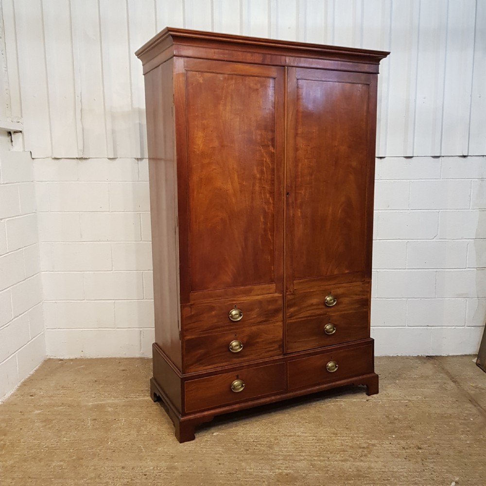 ANTIQUE REGENCY MAHOGANY Y DOUBLE WARDROBE C1820 View IV