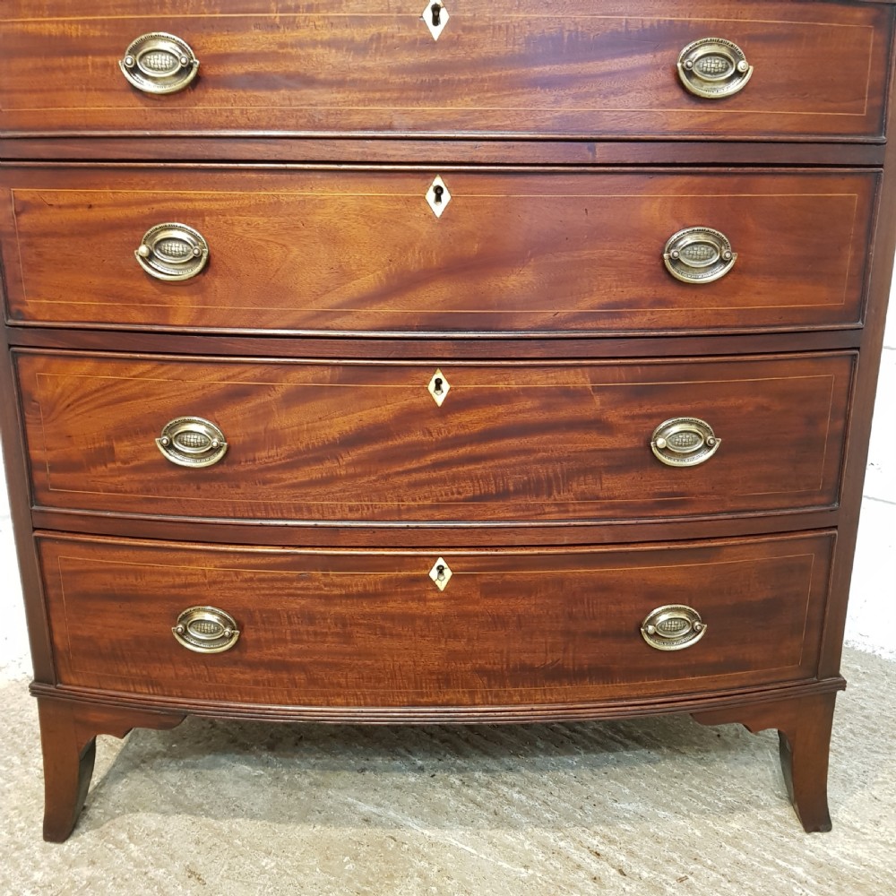 ANTIQUE REGENCY SMALL MAHOGANY BOW FRONT  CHEST IF DRAWERS C1820 View VI