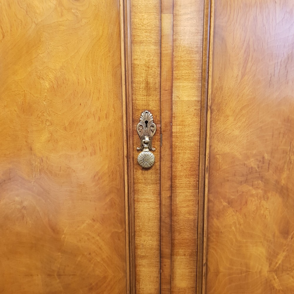 ANTIQUE BURR WALNUT TRIPLE WARDROBE C1920 View IV