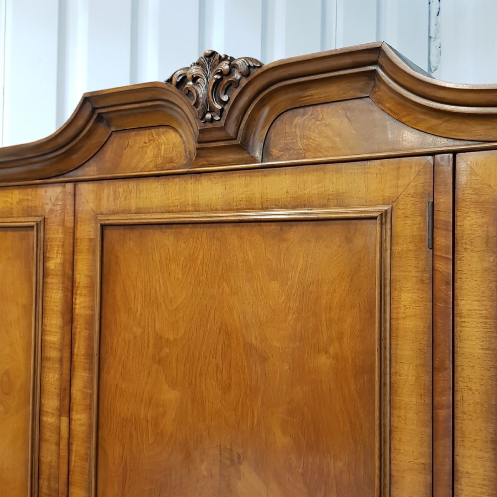 ANTIQUE BURR WALNUT TRIPLE WARDROBE C1920 View V