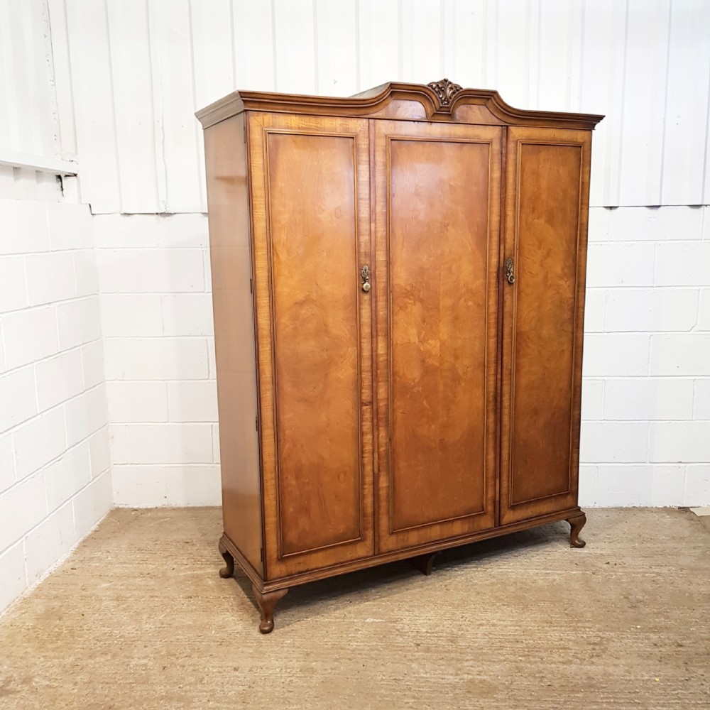 ANTIQUE BURR WALNUT TRIPLE WARDROBE C1920 View VI
