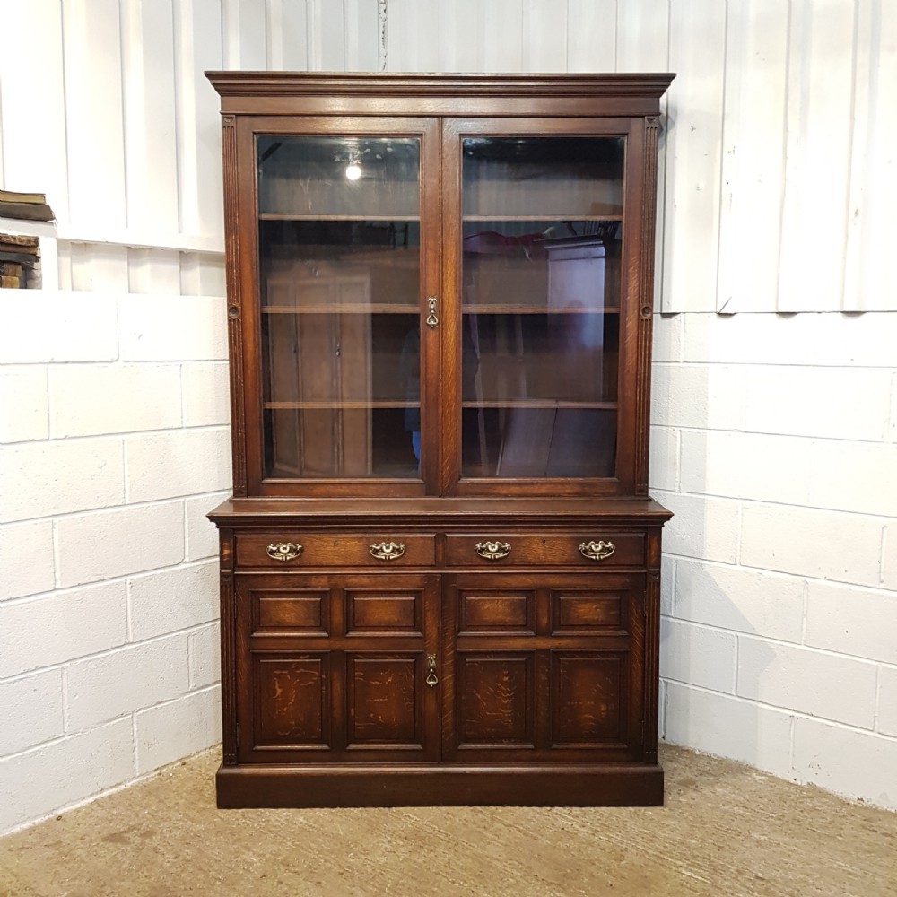 ANTIQUE LATE VICTORIAN OAK LIBRARY BOOKCASE C1890 View IV