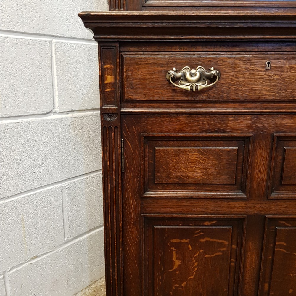 ANTIQUE LATE VICTORIAN OAK LIBRARY BOOKCASE C1890 View V