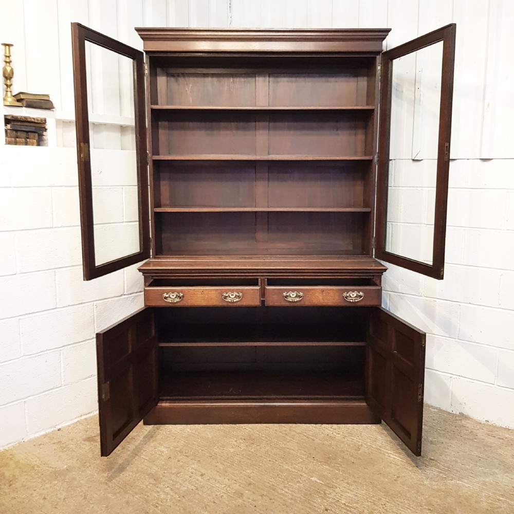 ANTIQUE LATE VICTORIAN OAK LIBRARY BOOKCASE C1890 View VI
