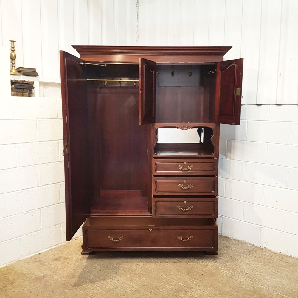 ANTIQUE ART NOUVEAU MAHOGANY COMBINATION WARDROBE C1890 View II